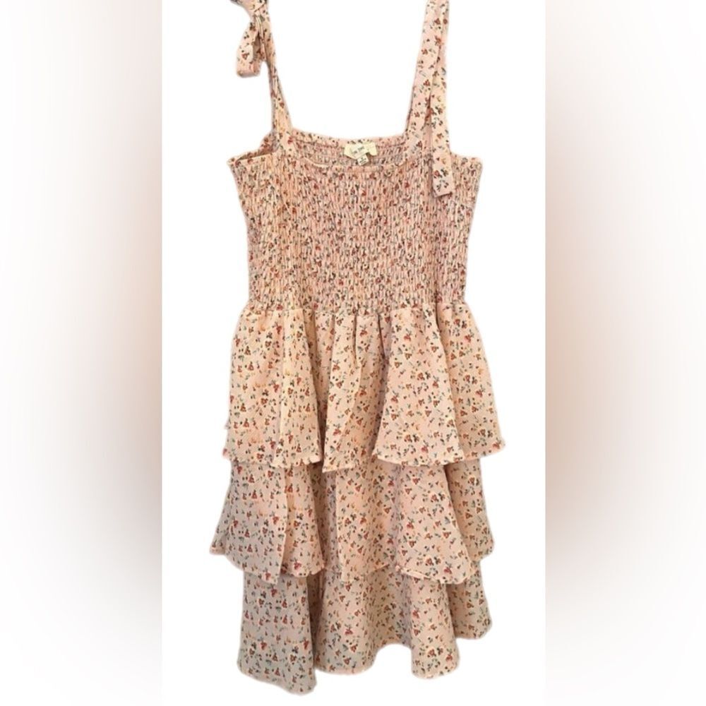 NWOT Pie In The Sky Smocked , Ruffled, Pink Sundress medium ￼ - Picture 5 of 12